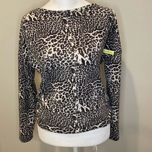 NWT Poof NYC Leopard Print Knot Twist Long Sleeve Top